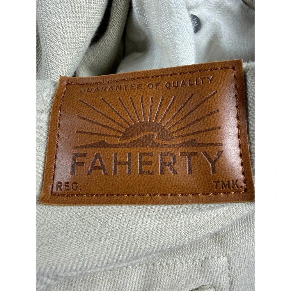 Faherty Stretch Terry 5-Pocket Pants Men's 38x30 Beige Slim Straight Measures 36
